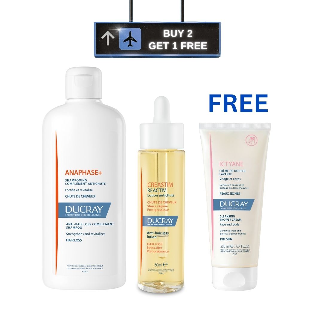 Ducray - Anaphase+ Anti-Hair Loss Complement Shampoo + Creastim Reactiv Anti-Hair Loss Lotion + Ictyane Cleansing Shower Cream | MazenOnline