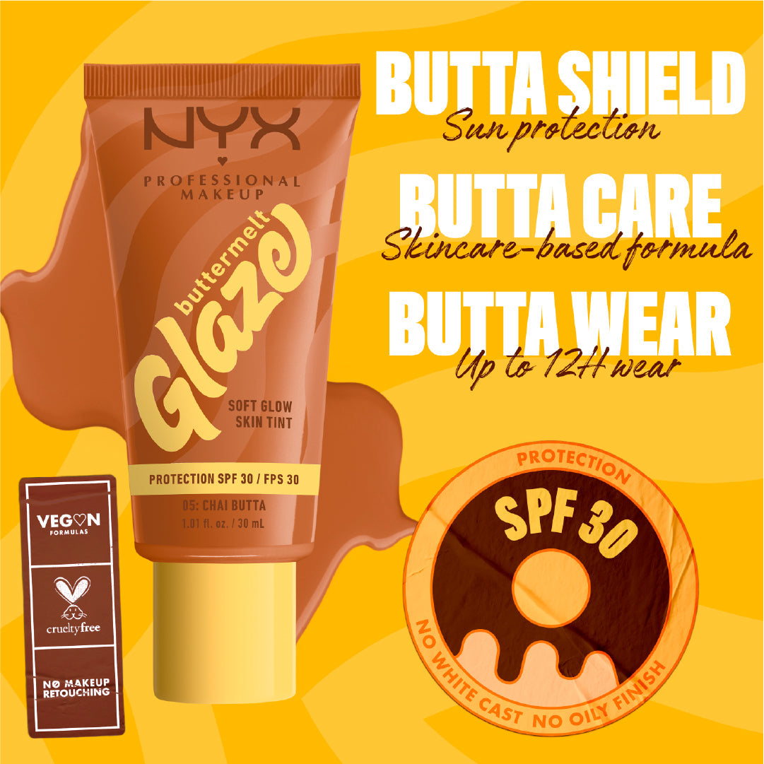 NYX Professional Makeup - Buttermelt Glaze Soft Glow Skin Tint  SPF30, Foundation, 12H Wear | MazenOnline