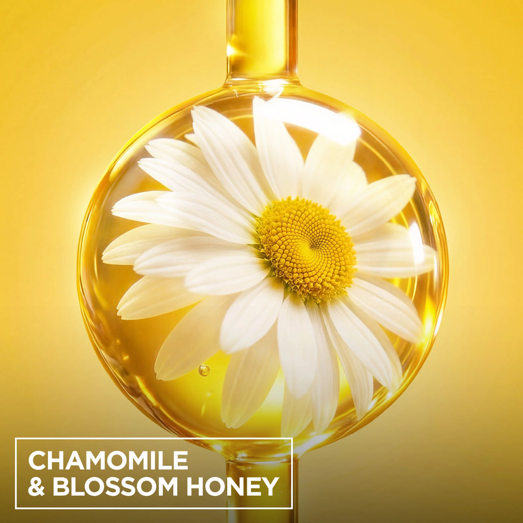 Garnier Ultra Doux illuminating shampoo with camomile and flower honey for bright, healthy-looking casual hair care.
