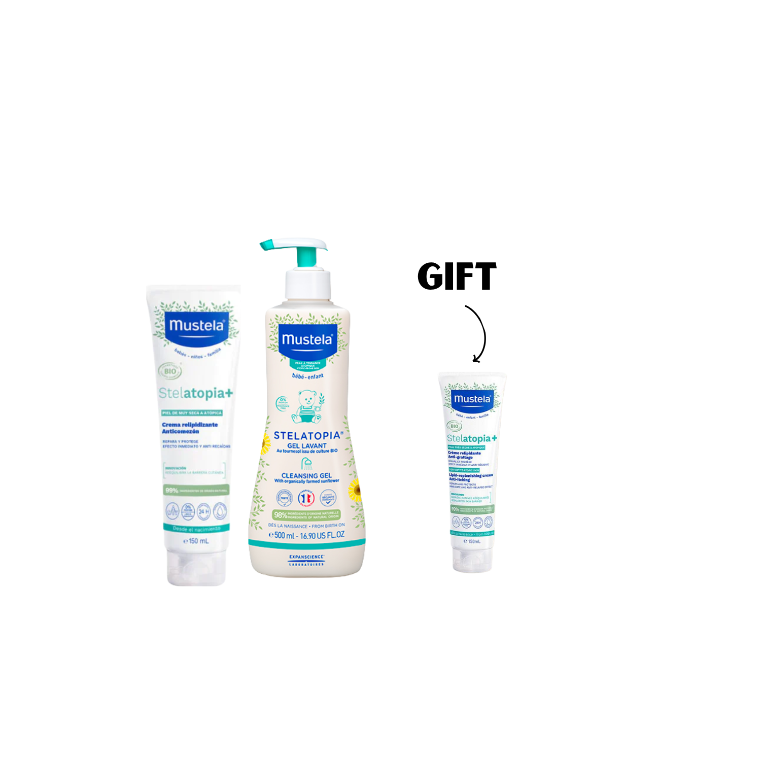 Mustela - Stelatopia Cleansing Gel + Stelatopia+ Lipid-Replenishing Cream + Gift | MazenOnline