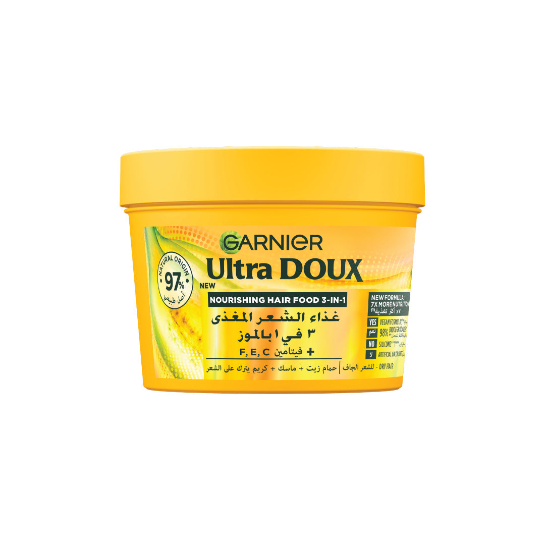 Garnier - Garnier Ultra Doux Banana Vegan Hair Food 3in1 Mask for dry hair, Boosted with Vitamins C, E & F | MazenOnline