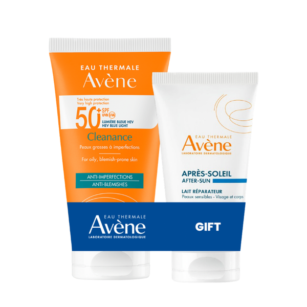 Avène - Buy Avène Cleanance Sunscreen SPF 50+ Get Avène After Sun Repair Lotion travel size 50ml | Light Weight & Invisible Oily Skin Sunscreen and After Sun Lotion | MazenOnline