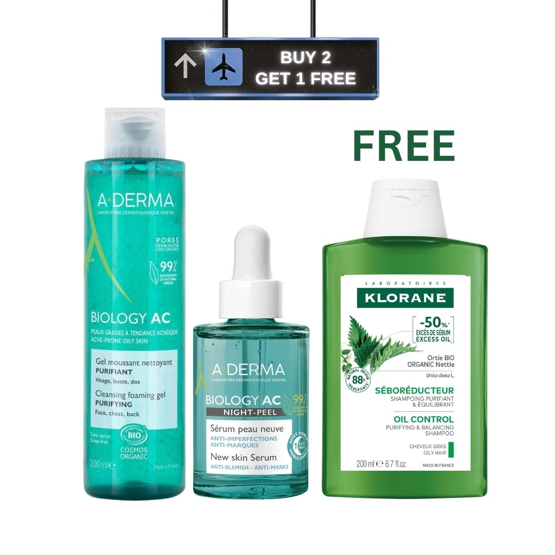 Biology AC Foaming Gel + Biology AC Night Peel Anti-blemish Serum + Oil Control Shampoo with Nettle