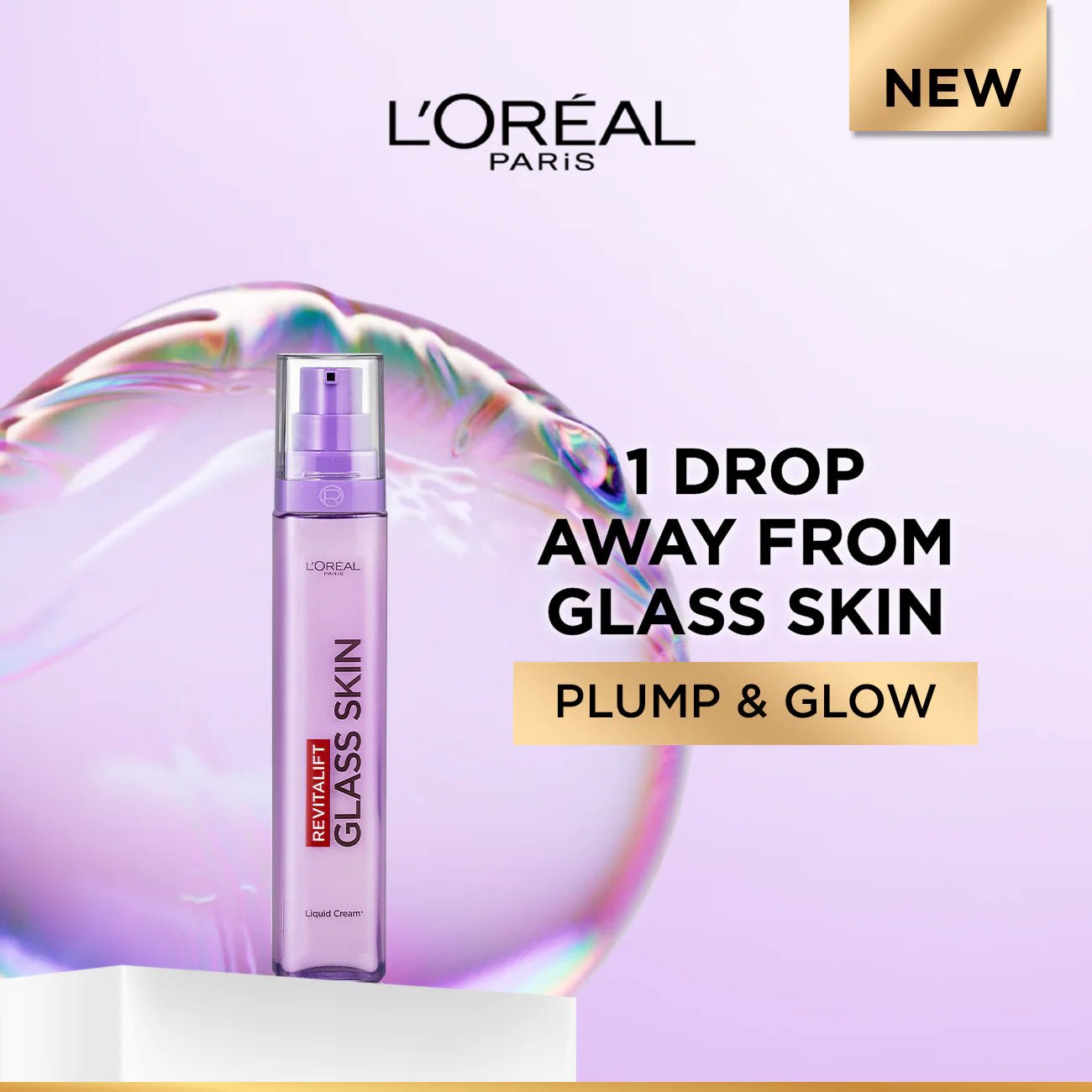 L'Oréal Paris - Revitalift Glass Skin Liquid Cream: 1 drop for 100H Glowing Hydration With Hyaluronic Acid & Vitamins B3+B5+C for Dewy, Plumped Glass Skin | MazenOnline