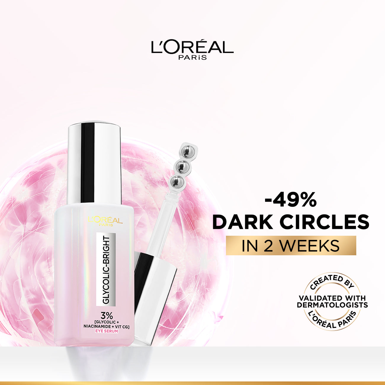 Glycolic Bright Eye Serum, with 3% (Glycolic Acid  + Vitamin CG + Niacinamide], for Dark Circles and Under Eyes Brightening Secondary image