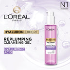 L'Oréal Paris - Hyaluron Expert Replumping Cleansing Gel, with Hyaluronic Acid, to Replump, Purify and Hydrate, for All Skin Types Including Sensitive | MazenOnline