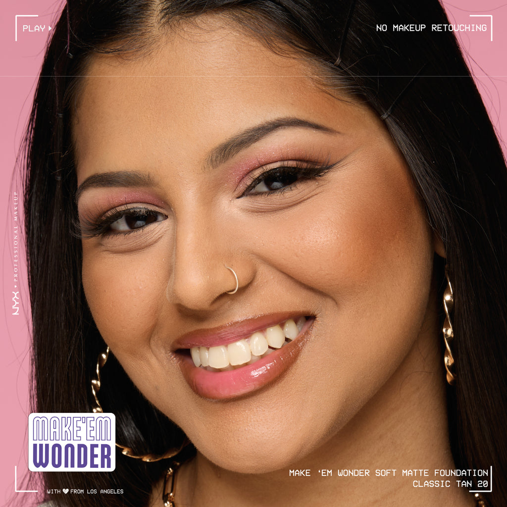 Make 'Em Wonder Liquid Foundation, 24HR Foundation Makeup With A Soft Matte Finish, Buildable Full Coverage