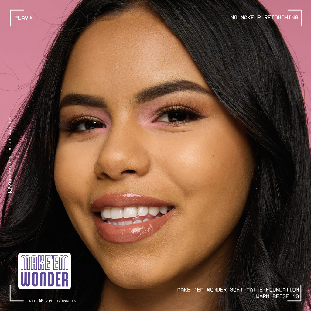 Make 'Em Wonder Liquid Foundation, 24HR Foundation Makeup With A Soft Matte Finish, Buildable Full Coverage