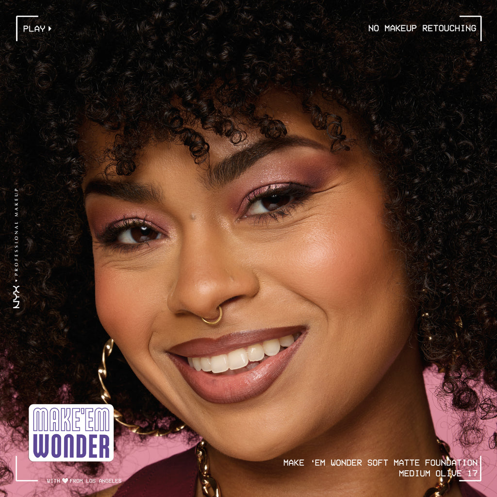 Make 'Em Wonder Liquid Foundation, 24HR Foundation Makeup With A Soft Matte Finish, Buildable Full Coverage