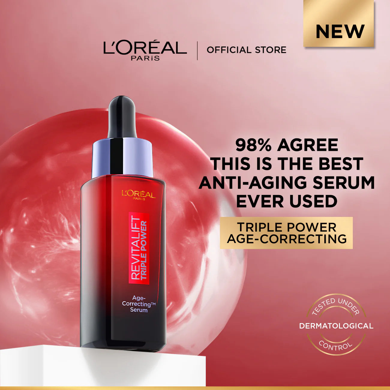 Revitalift Triple Power Age-Correcting™ Serum with Tri-peptides, Hyaluronic Acid, and Vitamin C to Hydrate, Tone, and Firm Skin