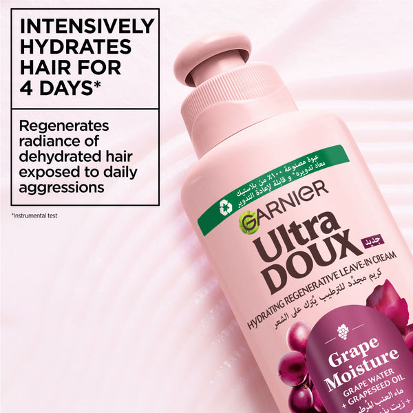 Garnier - Ultra Doux Grape Moisture 2 in 1 Styling Cream, Volumizing Hydration for Dehydrated Hair. Hydrating Grape Water + Antioxidant Grapeseed Oil - Paraben-Free, Vegan, Cruelty-Free | MazenOnline