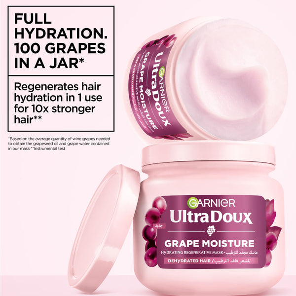 Garnier - Ultra Doux Grape Moisture - Deep Regenerative Mask for Dehydrated Hair. Hydrating Grape Water + Antioxidant Grapeseed Oil -- Paraben-Free, Vegan, Cruelty-Free | MazenOnline