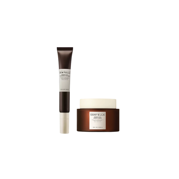 SKIN1004 Probio-Cica Bakuchiol Eye Cream and Probio-Cica Enrich Cream in jars, showcasing their creamy textures and skincare packaging.
