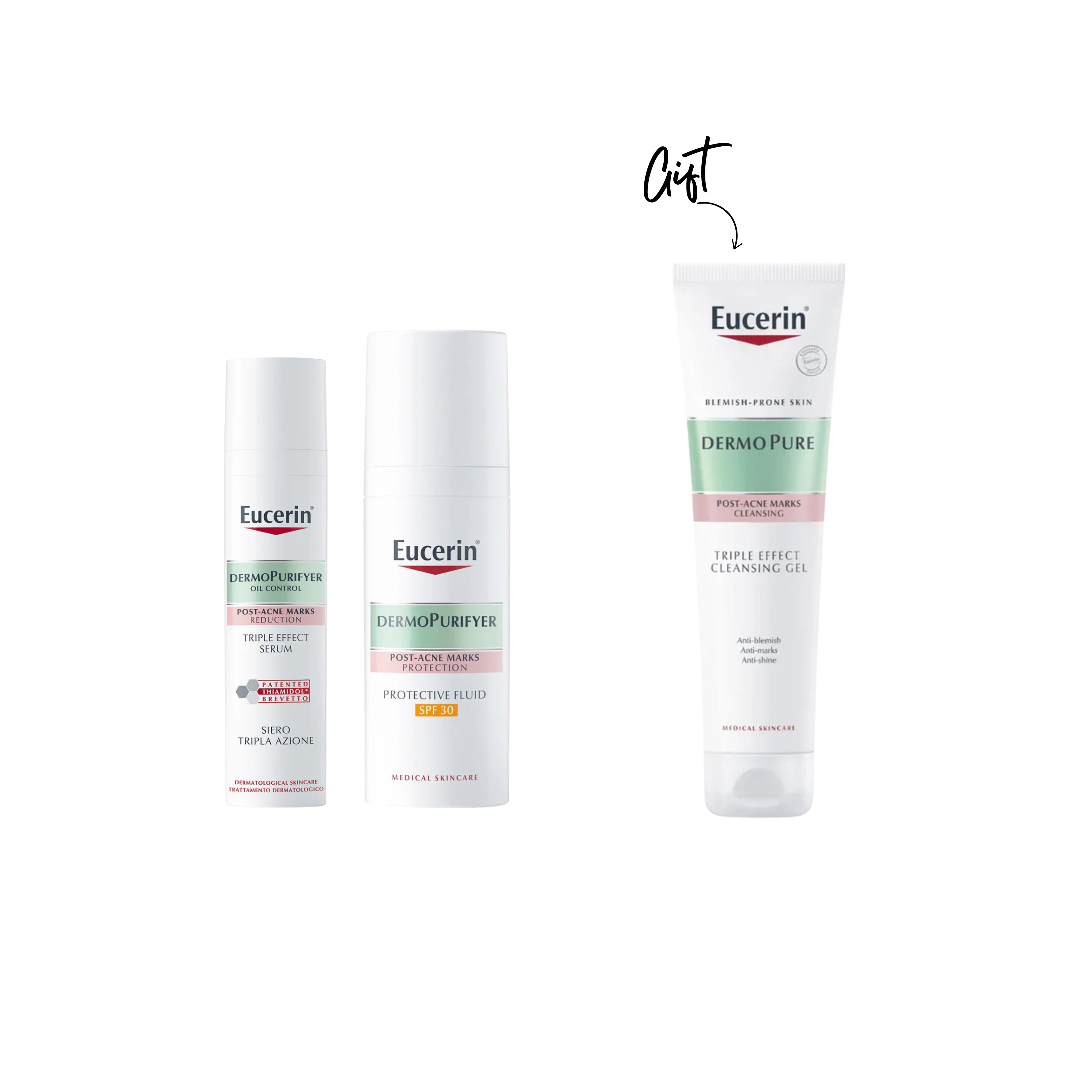 Eucerin - DermoPurifyer Triple Effect Serum + DermoPurifyer Protective Fluid SPF30 + DermoPurifyer Oil Control 3 effect Cleanser | MazenOnline