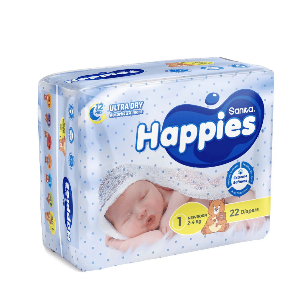 happies - New Born x22, Size 1 Diapers Regular | MazenOnline