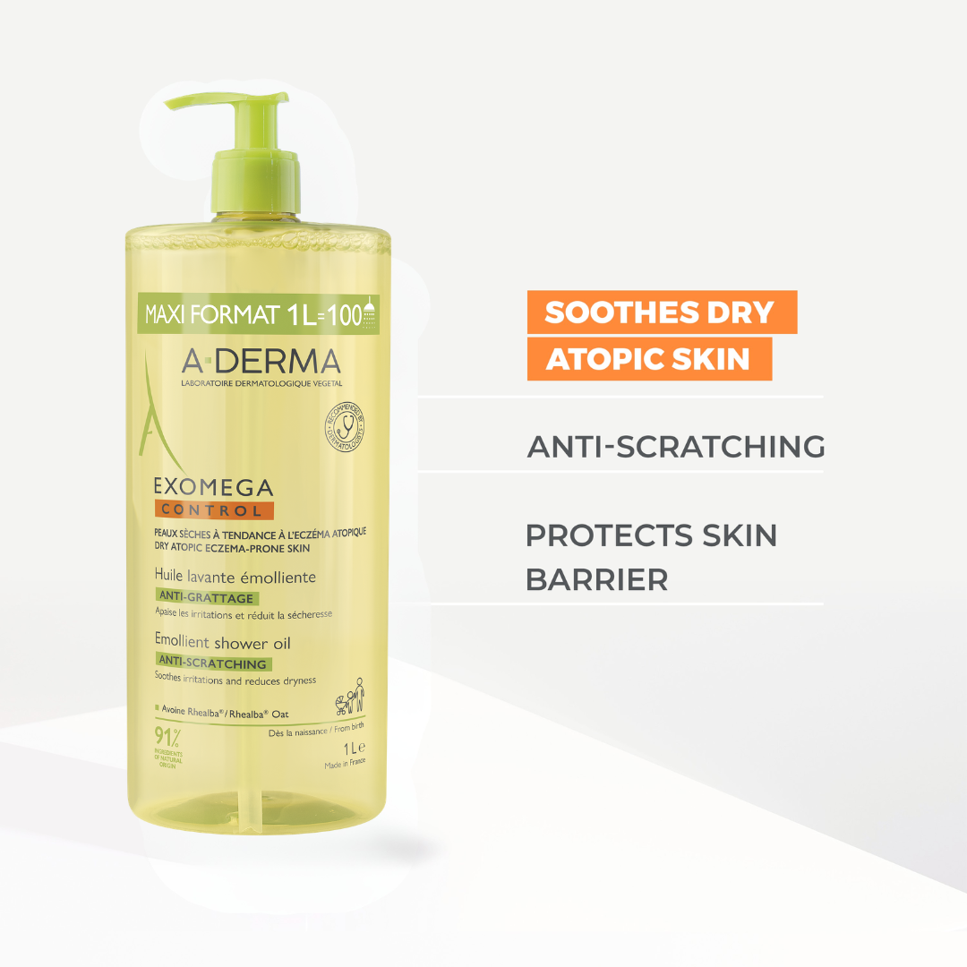 Aderma - A-Derma Exomega Control Emollient anti-scratch soothing & cleansing oil for eczema-prone skin | MazenOnline