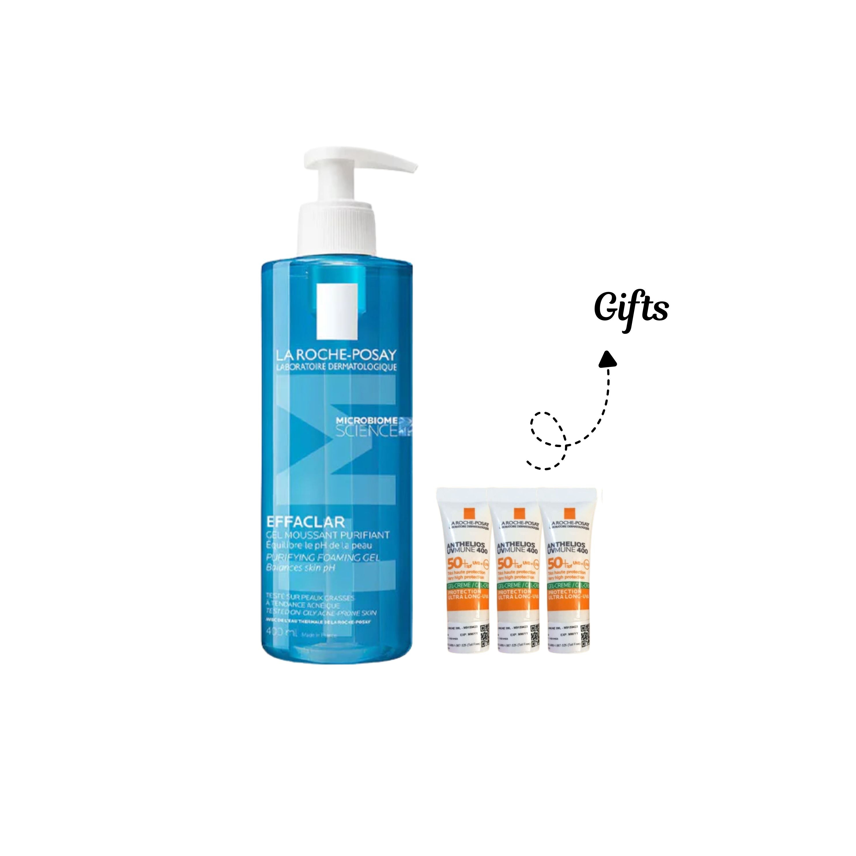 Effaclar Acne Foaming Cleansing Gel for Oily and Acne Prone Skin 400 ML + Gifts