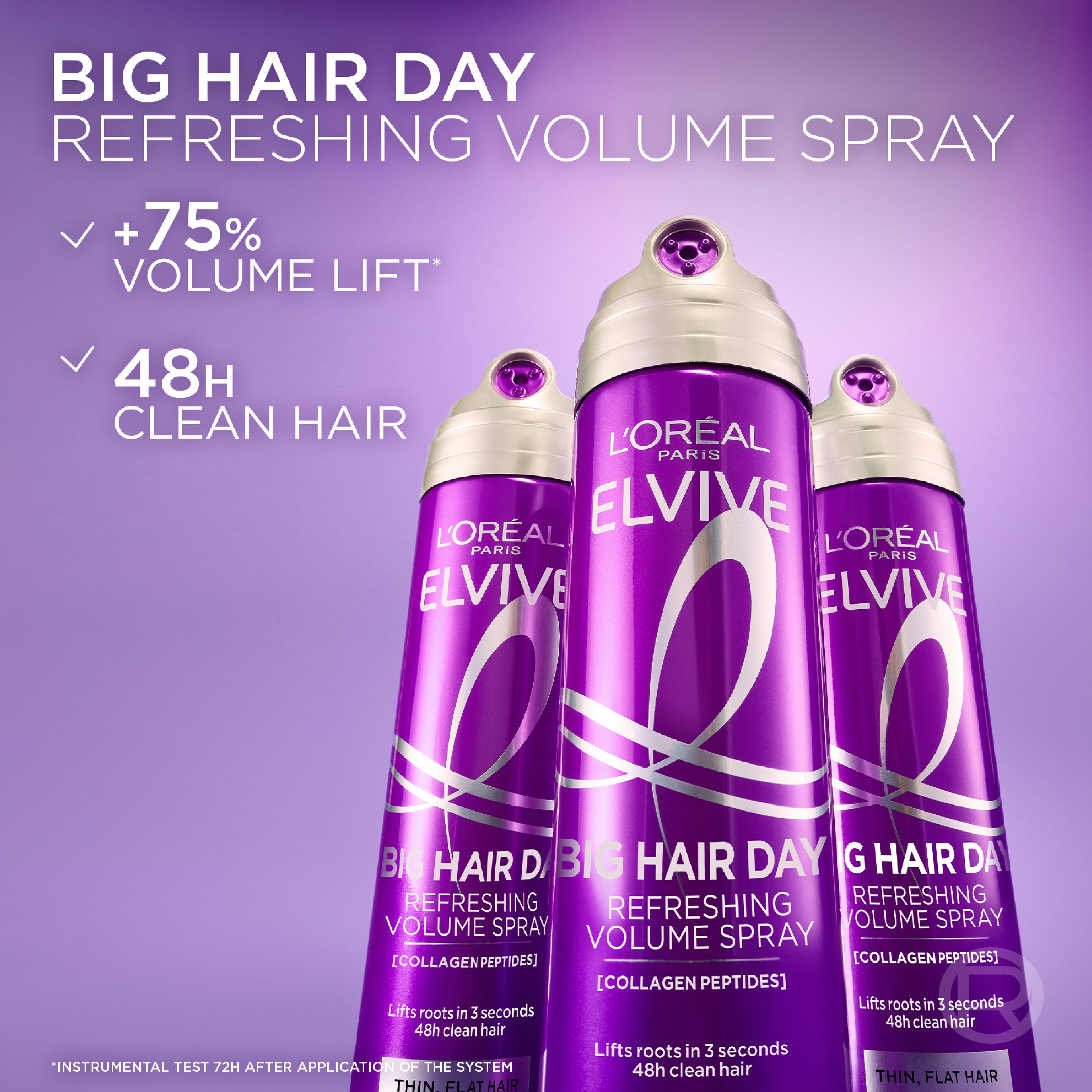 Elvive Collagen Lifter Volume Spray for Fine Flat Hair | Triple diffuser, Root lift +0.5 cm in 3s, Freshness 48h, Hydration shine, Collagen Peptides