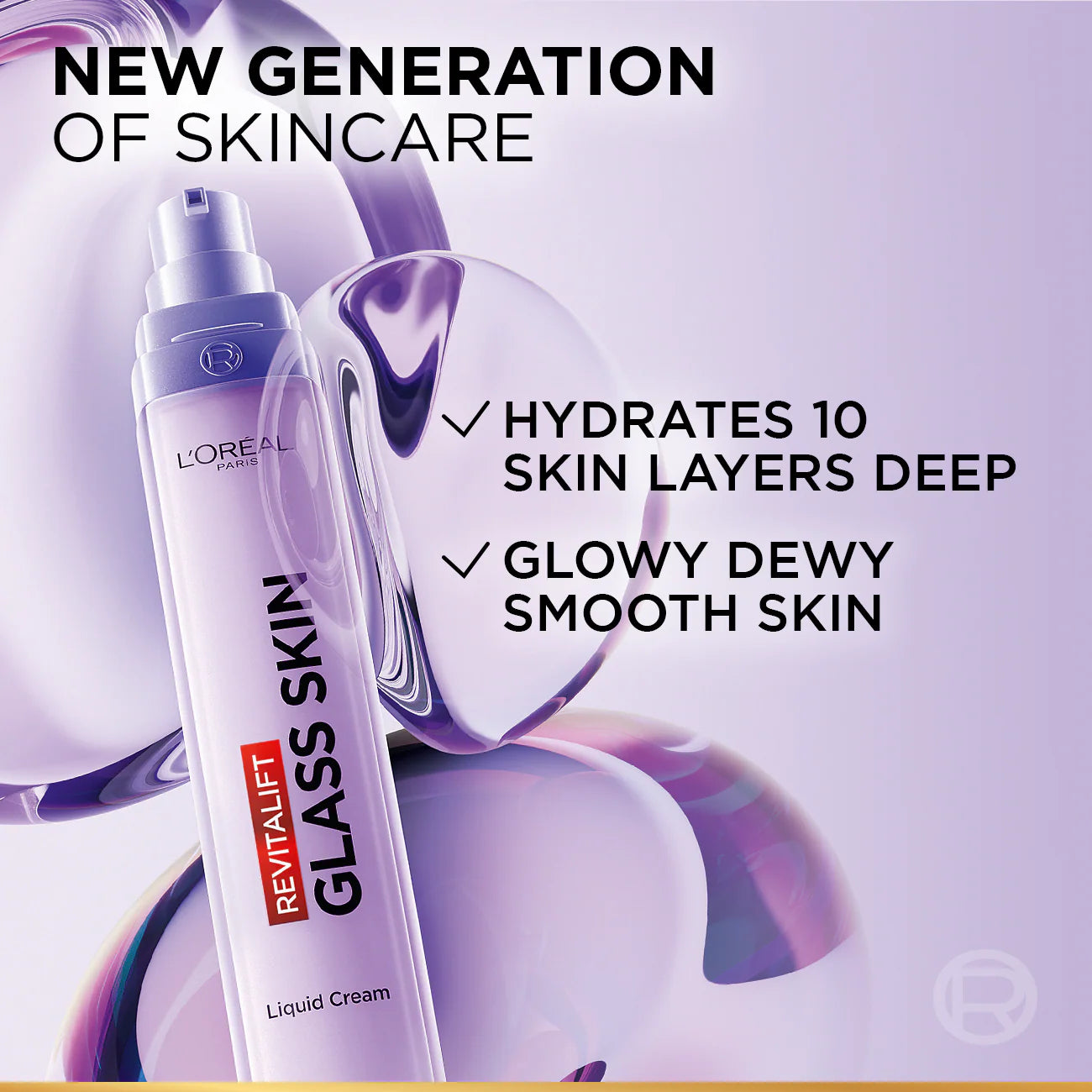 L'Oréal Paris - Revitalift Glass Skin Liquid Cream: 1 drop for 100H Glowing Hydration With Hyaluronic Acid & Vitamins B3+B5+C for Dewy, Plumped Glass Skin | MazenOnline