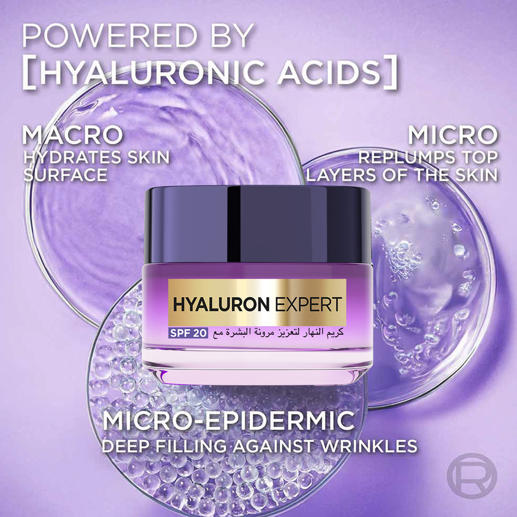 L'Oréal Paris - Hyaluron Expert, Replumping and Moisturizing Day Cream, against Fine Lines, for Intense Hydration, with Hyaluronic Acid and SPF 20 | MazenOnline