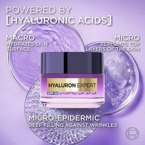 L'Oréal Paris - Hyaluron Expert, Replumping and Moisturizing Day Cream, against Fine Lines, for Intense Hydration, with Hyaluronic Acid and SPF 20 | MazenOnline
