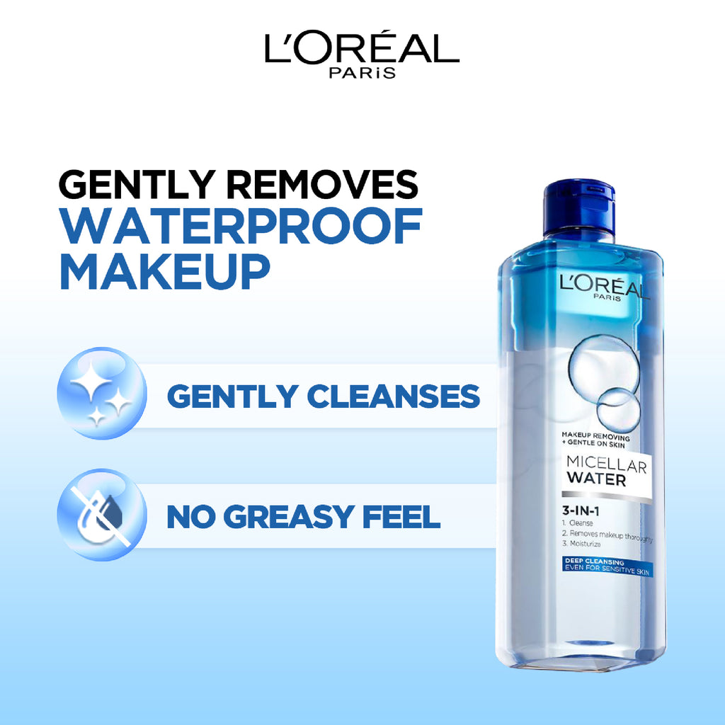 L'Oréal Paris - 3-in-1 Bi-Phase Micellar Water, Deeply Cleanse, Remove Water Proof Makeup and Soothe, for All Skin Types and Sensitive Skin | MazenOnline