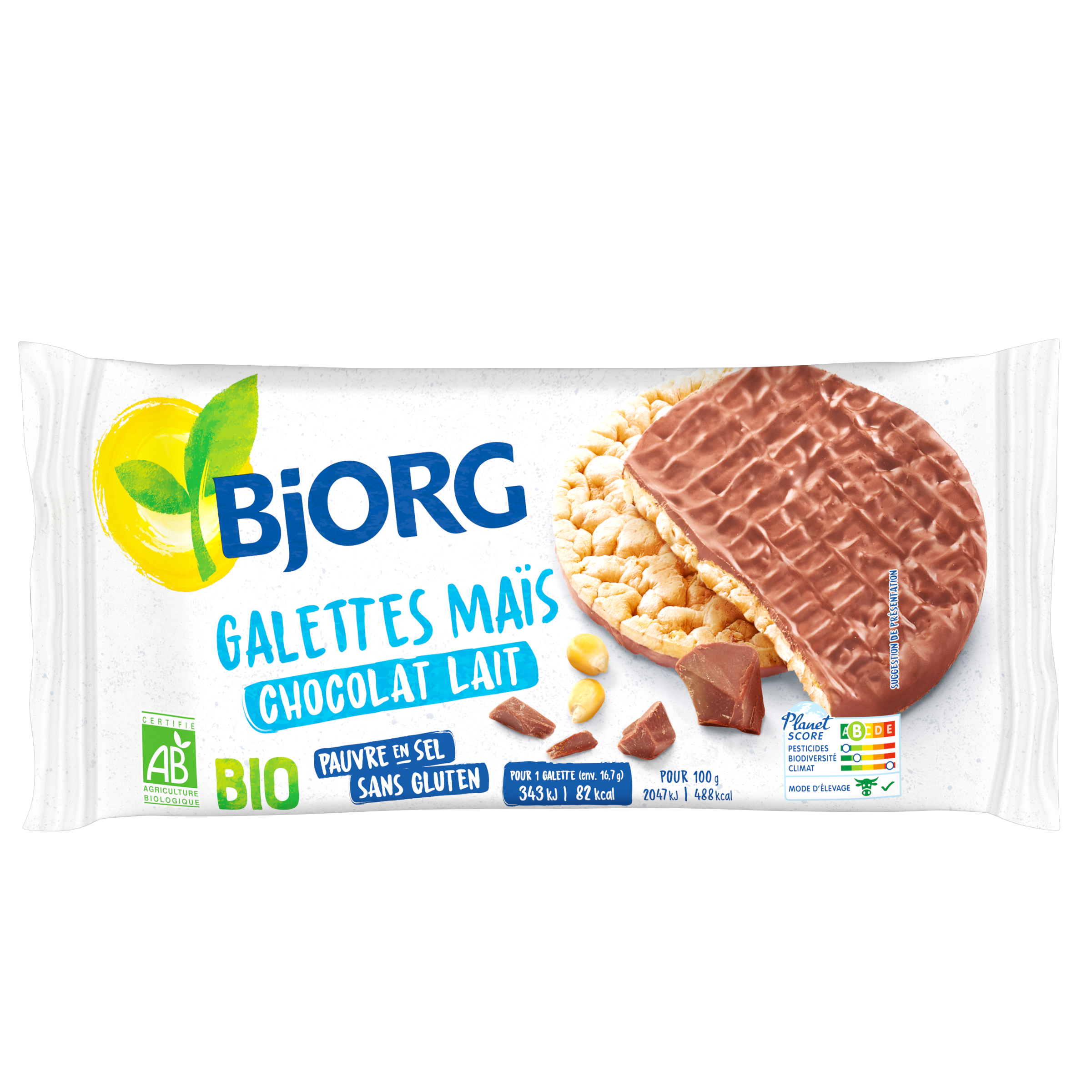 Bjorg - Galettes maïs  chocolat au lait 100g | MazenOnline