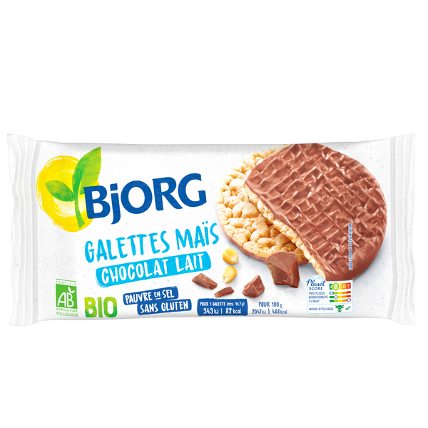 Bjorg - Galettes maïs  chocolat au lait 100g | MazenOnline