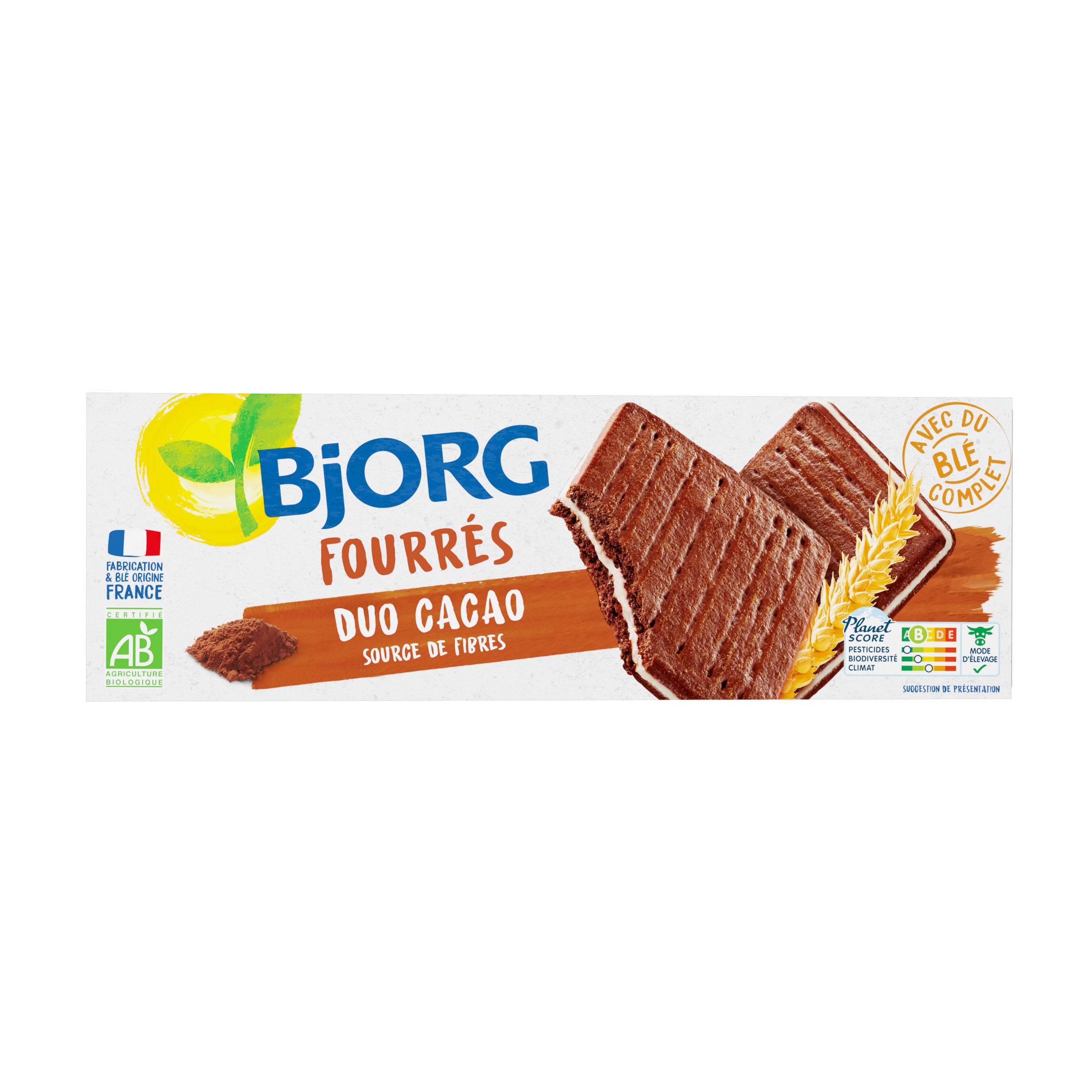 Bjorg - Biscuits Fourrés duo cacao 150g | MazenOnline