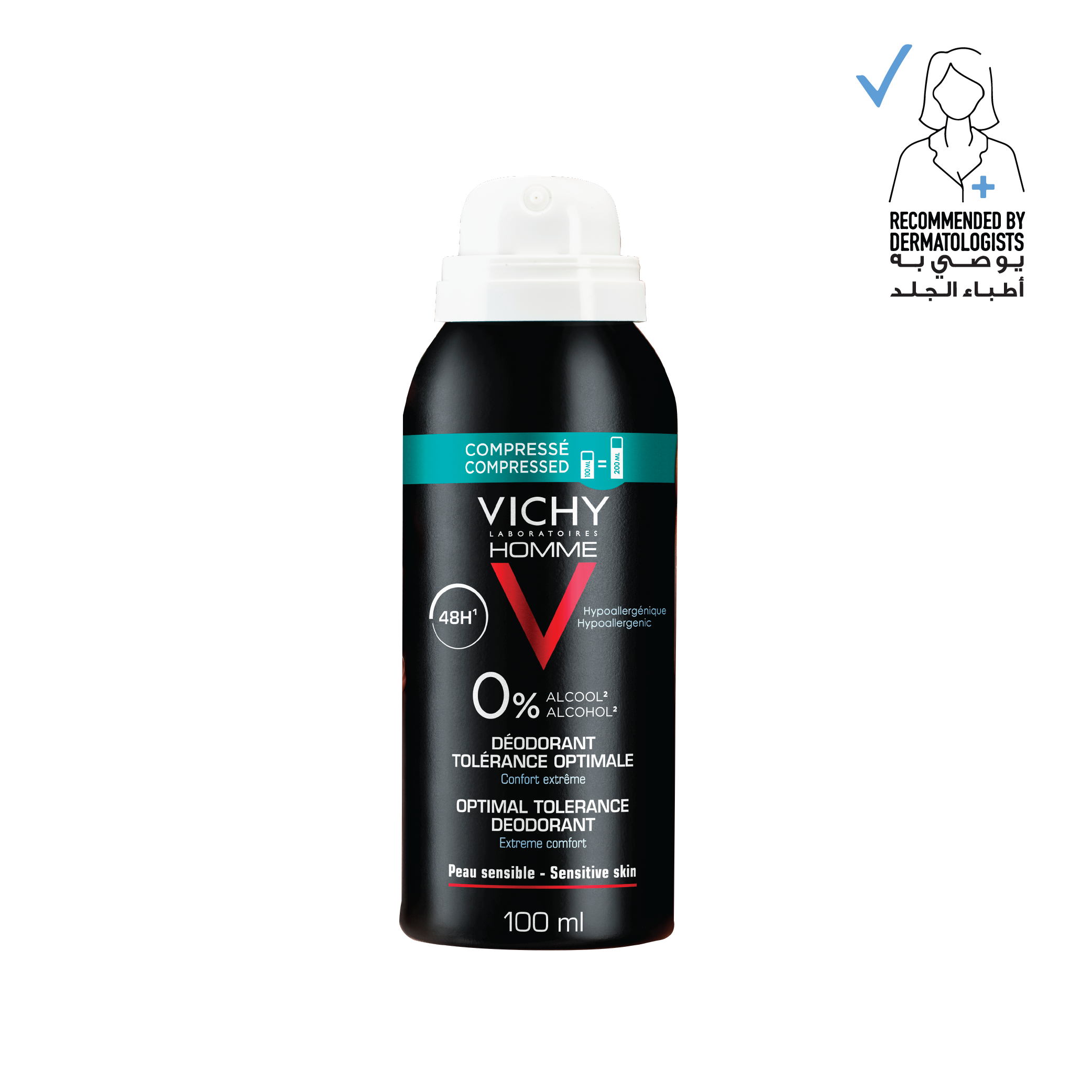 Homme 48 Hour Anti-Perspirant Optimal Tolerance Deodorant Spray for Men - MazenOnline Main image