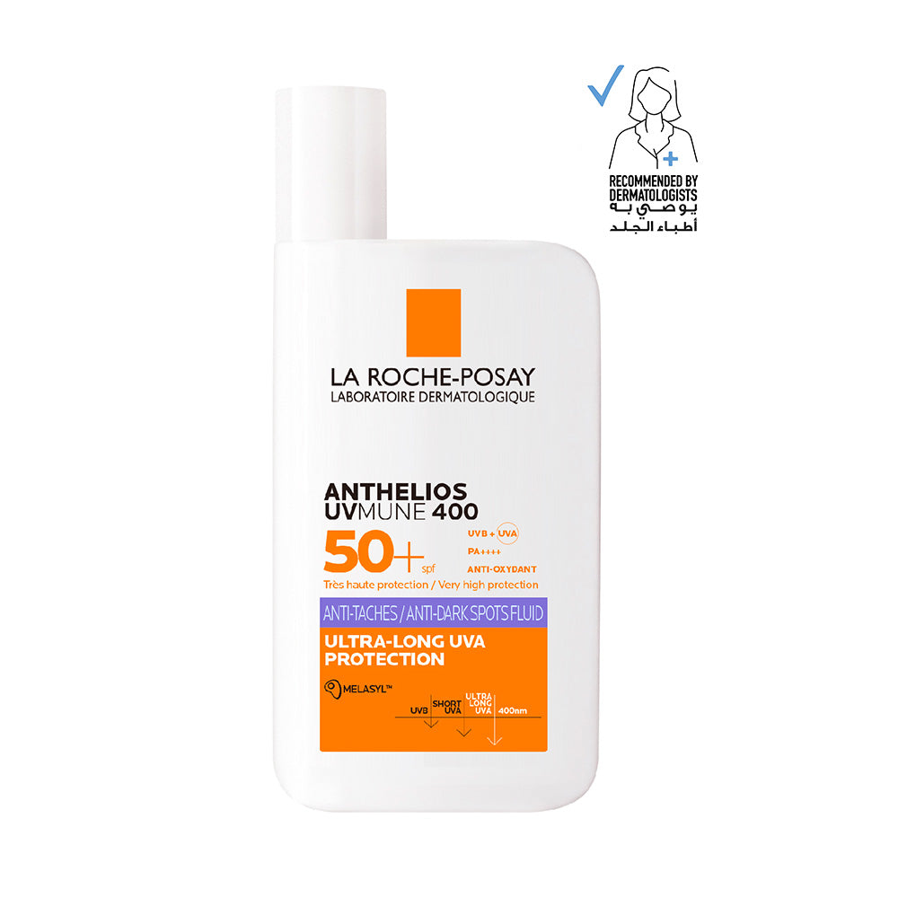 La Roche-Posay Anthelios Anti-Dark Spots Fluid SPF50+ sunscreen bottle