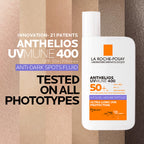 La Roche-Posay Anthelios Anti-Dark Spots Fluid SPF50+ sunscreen bottle and packaging