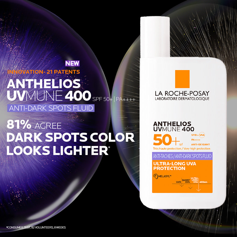 La Roche-Posay Anthelios Anti-Dark Spots Fluid SPF50+ sunscreen bottle