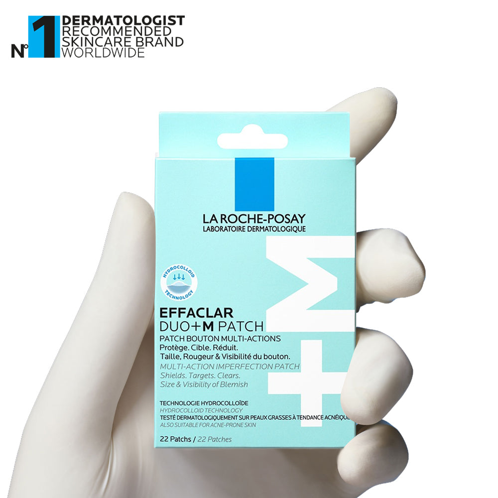 La Roche-Posay Effaclar Multi-Target Blemish Patches package showing transparent patches for acne spot treatment.
