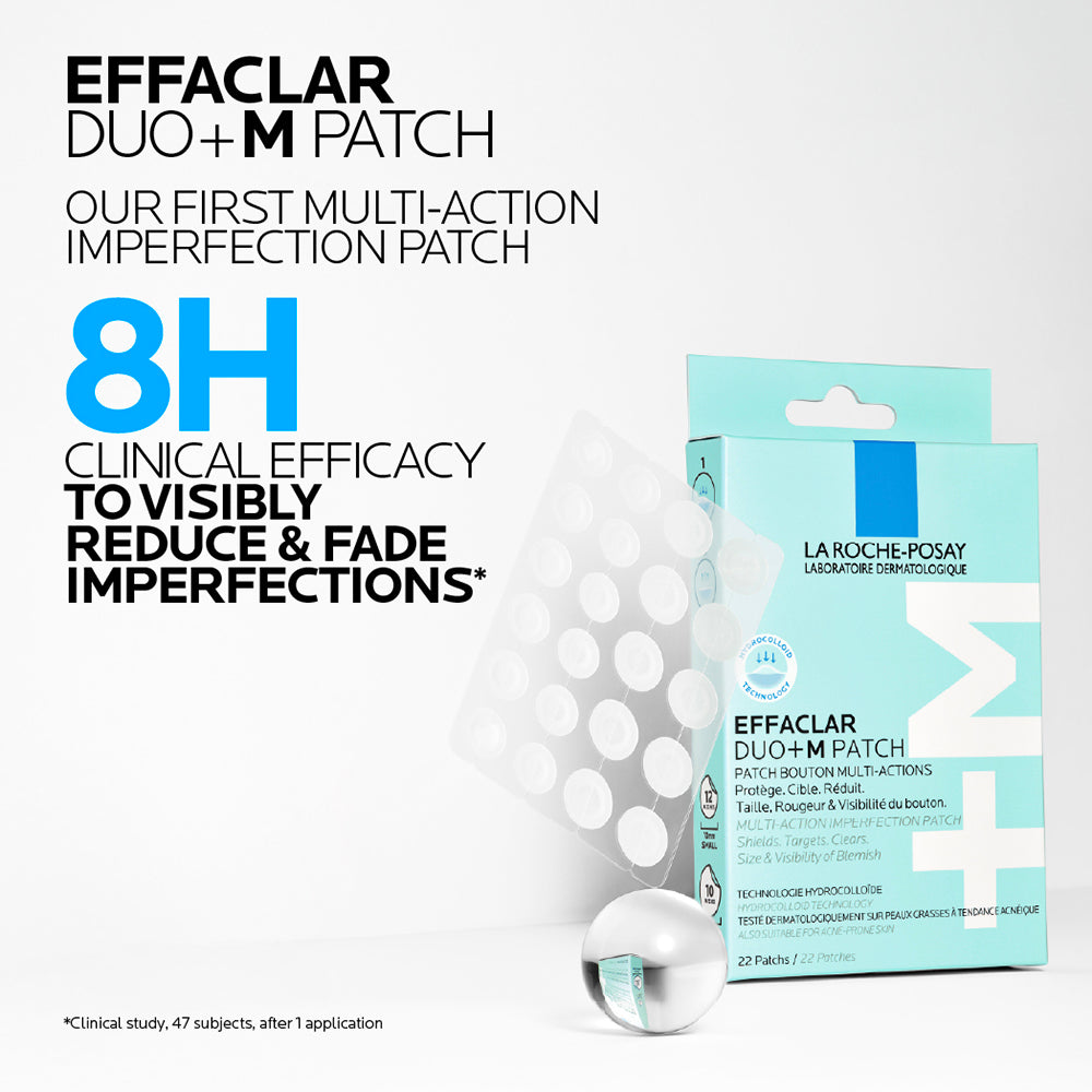 La Roche-Posay Effaclar Multi-Target Blemish Patches in clear, flexible sheets for targeted acne treatment.