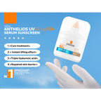 La Roche-Posay Anthelios UV Air Tinted Serum Sunscreen Medium SPF50+ in a sleek tube, shown with the product's packaging.