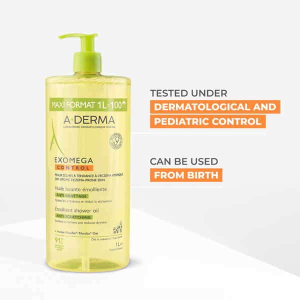 Aderma - A-Derma Exomega Control Emollient anti-scratch soothing & cleansing oil for eczema-prone skin | MazenOnline