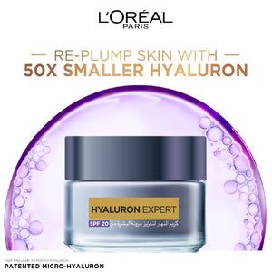 L'Oréal Paris - Hyaluron Expert Day Cream is used to intensely hydrate, smoothen and re-plump the skin with added SPF protection from UVA/UVB. | MazenOnline