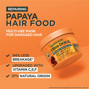 garnier - Garnier Ultra Doux Papaya Vegan Hair Food 3in1 Mask for damaged hair, Boosted with Vitamins C, E & F | MazenOnline