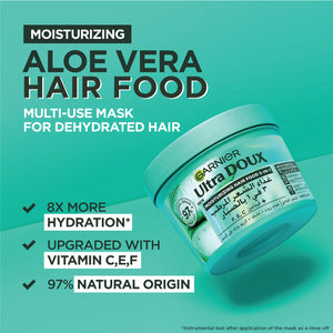 Garnier - Garnier Ultra Doux Aloe Vera Vegan Hair Food 3in1 Mask for dehydrated hair, Boosted with Vitamins C, E & F  | MazenOnline