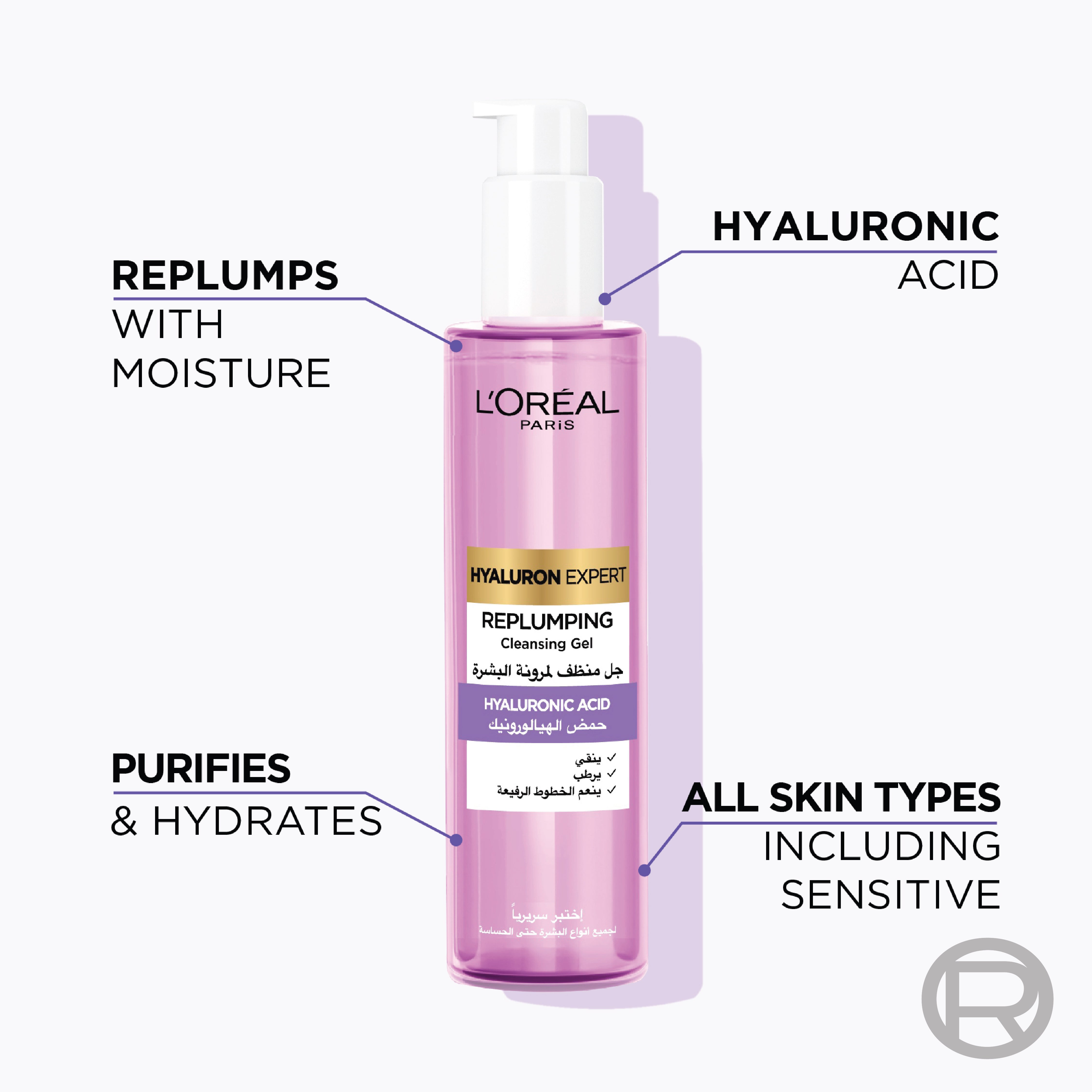 L'Oréal Paris - Hyaluron Expert, Replumping Cleansing Gel Wash with Hyaluronic Acid | MazenOnline