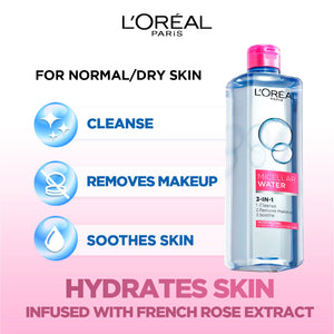 L'Oréal Paris - 3-in-1 Refreshing and Moisturizing Micellar Water, Cleanse, Remove Makeup and Soothe, for Sensitive and Normal to Dry Skin | MazenOnline