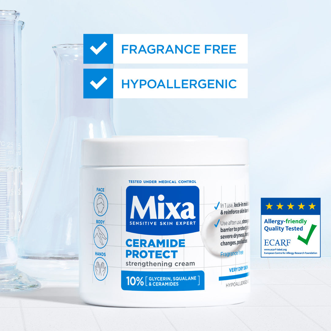 Mixa - Ceramide Protect Cream Jar - For Dry, Very Dry and Sensitive Skin - For Face, Hands & Body | MazenOnline