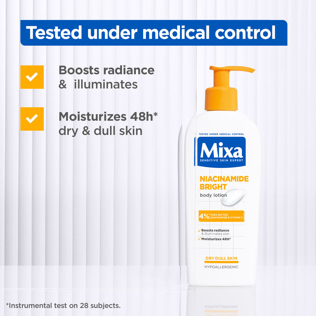 Mixa - Niacinamide Bright Body Lotion - For Dry & Dull Skin in Need of Unifying - With Shea Butter, Niacinamide & Vitamin C | MazenOnline