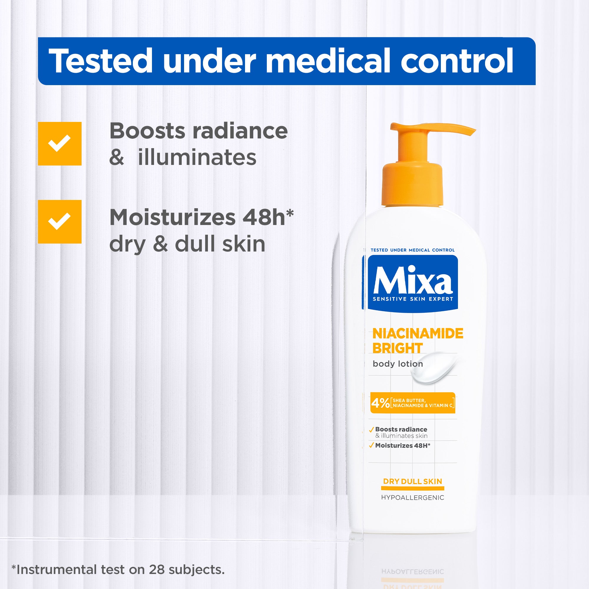Mixa - Niacinamide Bright Body Lotion - For Dry & Dull Skin in Need of Unifying - With Shea Butter, Niacinamide & Vitamin C | MazenOnline