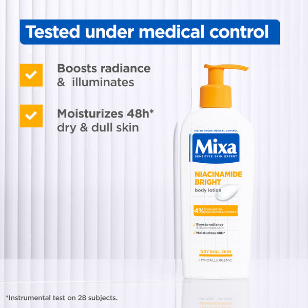 Mixa - Niacinamide Bright Body Lotion - For Dry & Dull Skin in Need of Unifying - With Shea Butter, Niacinamide & Vitamin C | MazenOnline