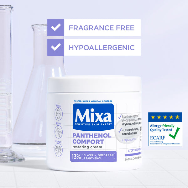 Mixa - Panthenol Comfort Cream Jar - Anti-Scratching Cream - For Dry Skin, Atopy Prone Skin and Eczema - For Face, Hands & Body | MazenOnline