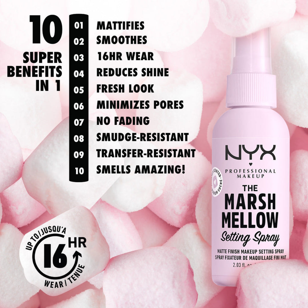 NYX Professional Makeup - Marshmellow Setting Spray - No Fading, Sweeping Or Dispensing Fixing Spray | MazenOnline