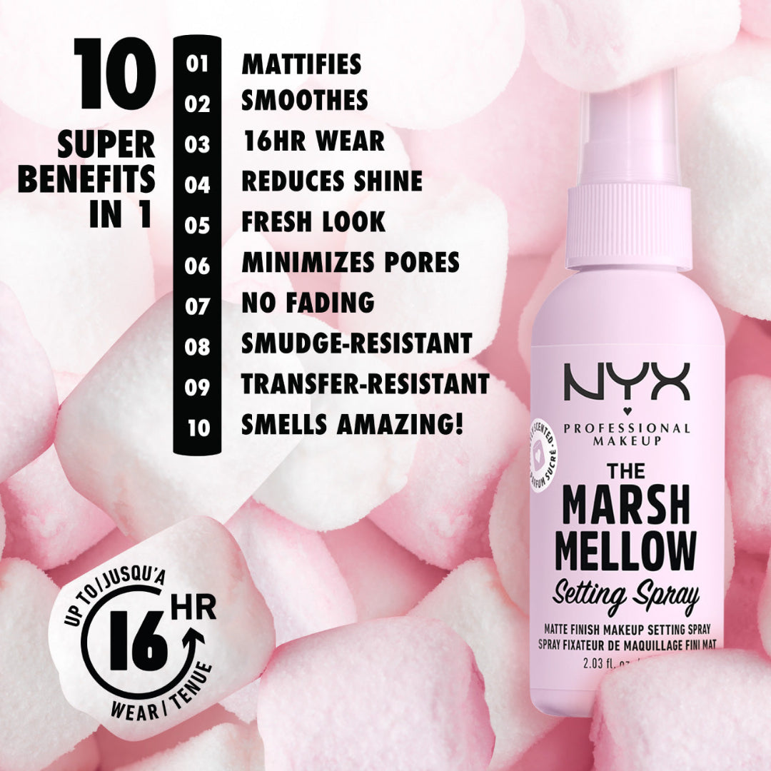 NYX Professional Makeup - Marshmellow Setting Spray - No Fading, Sweeping Or Dispensing Fixing Spray | MazenOnline
