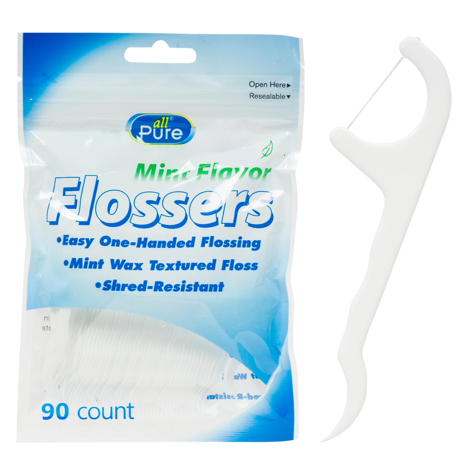 All Pure - Plastic Floss Picks- White | MazenOnline